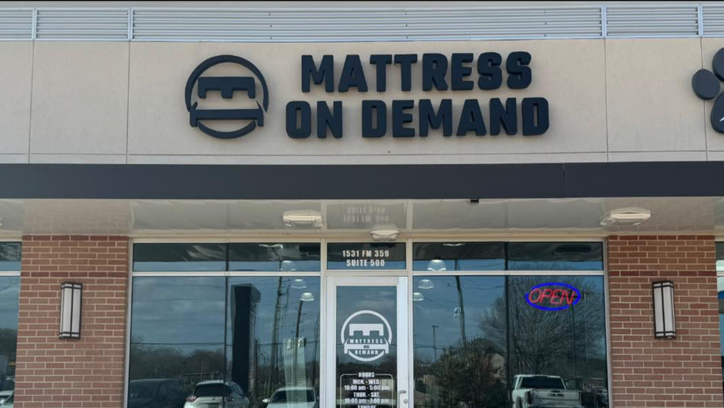 Store front of the best mattress store in Richmond, Texas, Mattress On Demand