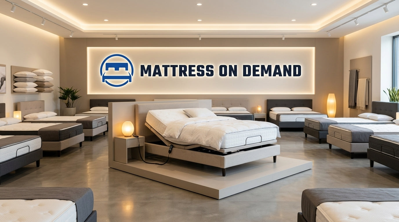 Mattress On Demand showroom with adjustable beds on display