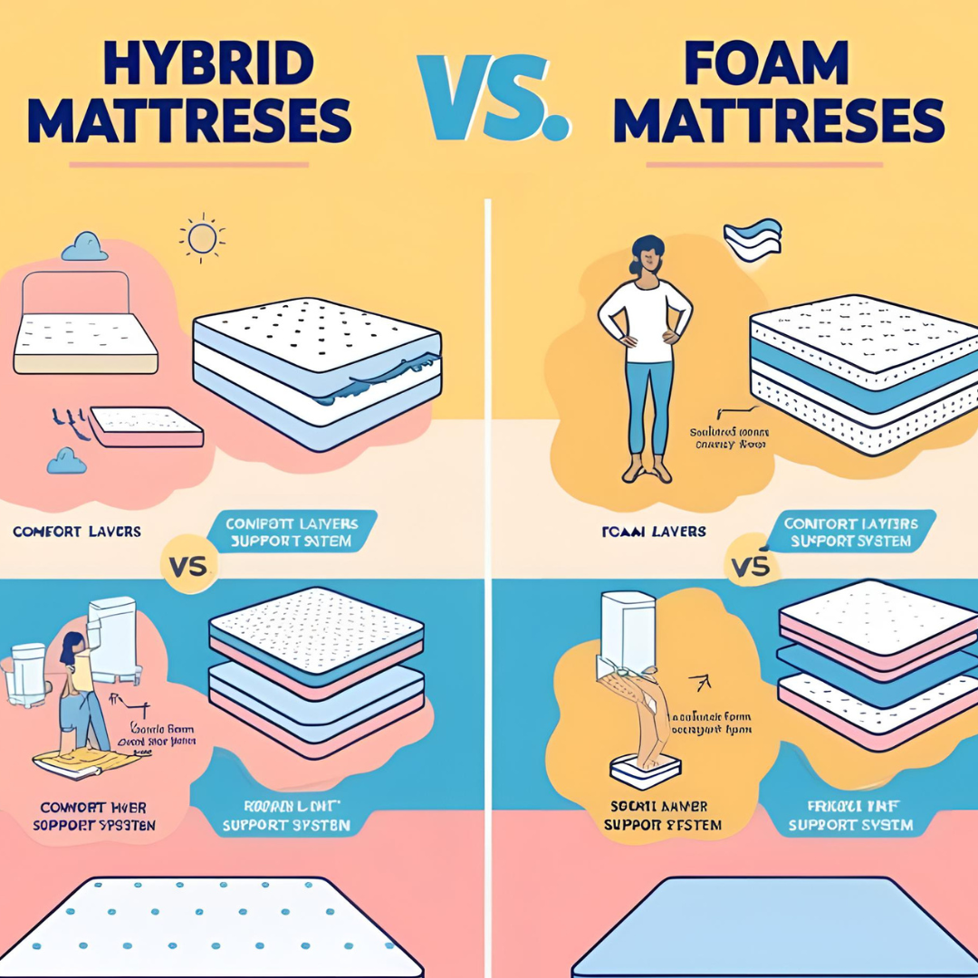 Major Differences Between Hybrid Mattresses vs Foam Mattresses ...