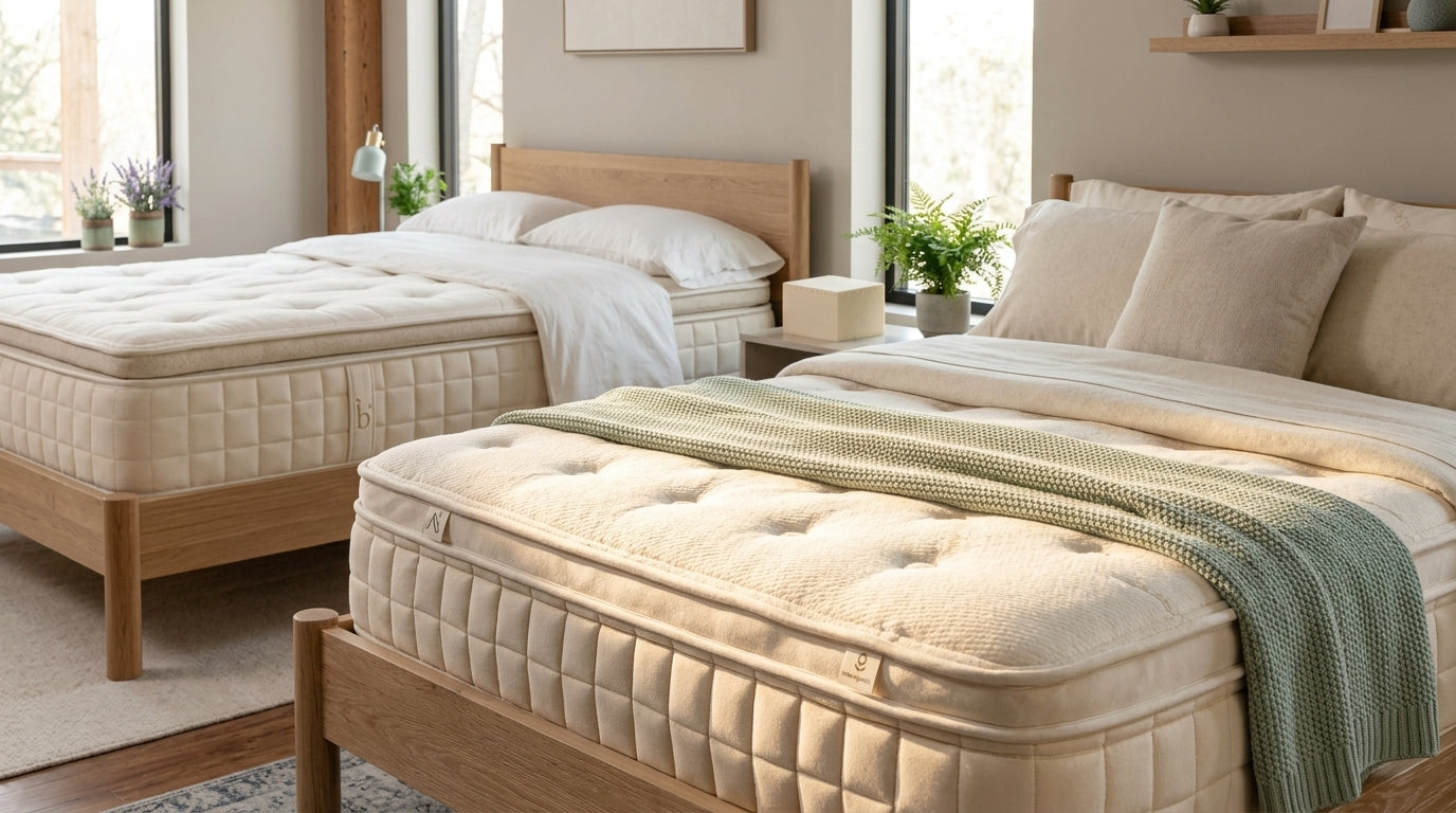 Naturepedic Concerto vs Birch Luxe Natural organic luxury hybrid mattress comparison