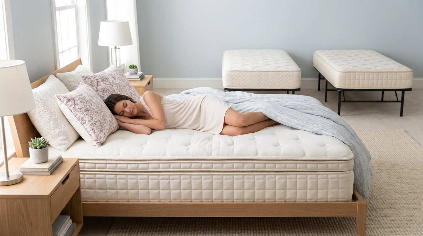 Side sleeper resting on an organic mattress with Naturepedic as the preferred starting point
