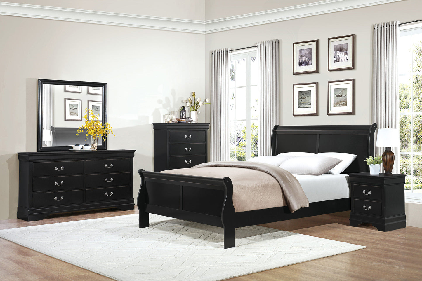 Mayville Black Full Sleigh Bed