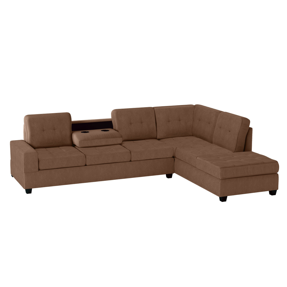 Heights Chocolate Brown Reverisble Sectional with Storage Ottoman