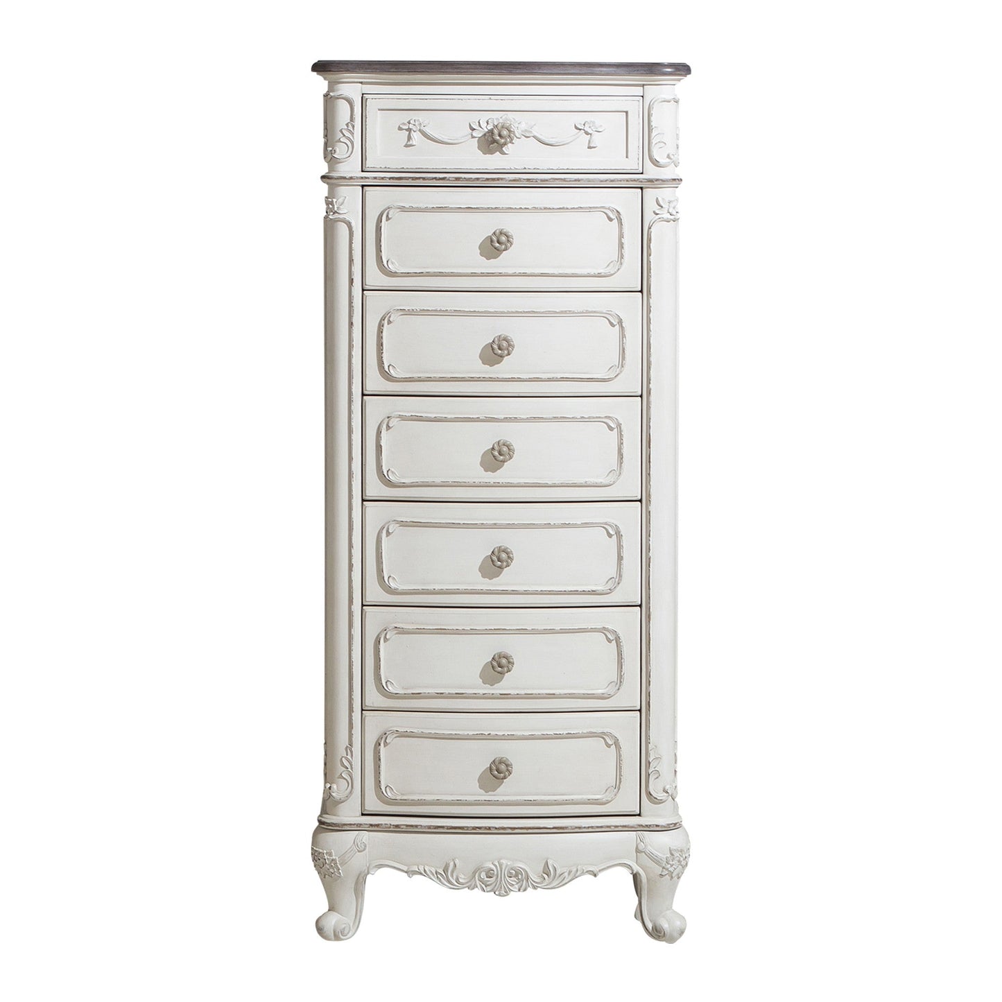 Cinderella Antique White 7-Drawer Tall Chest