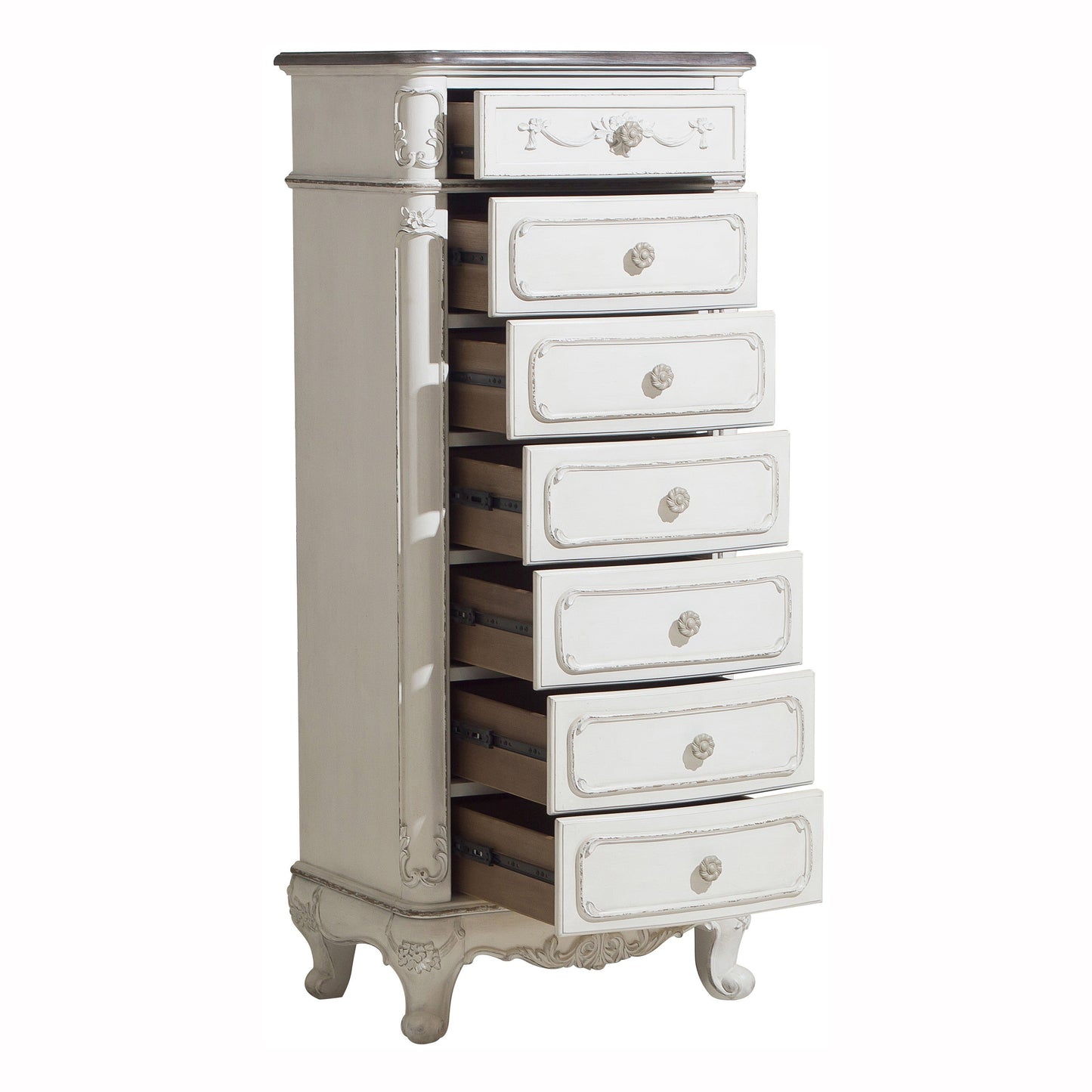 Cinderella Antique White 7-Drawer Tall Chest