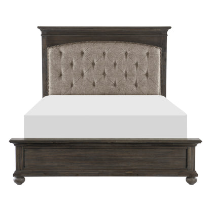 Motsinger Brown King Upholstered Panel Bed