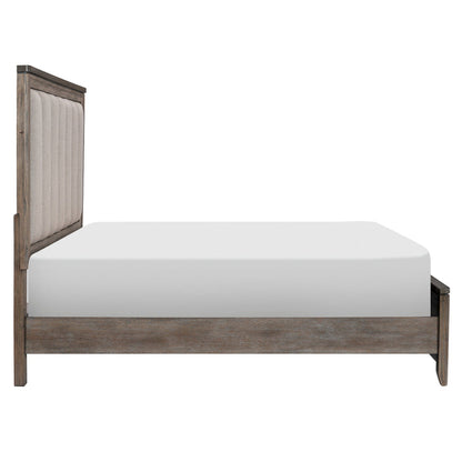 Newell Light Brown Queen Upholstered Panel Bed