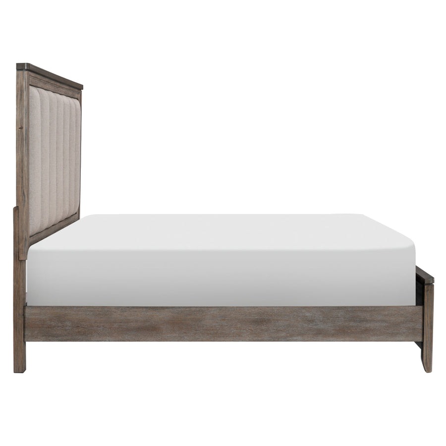 Newell Light Brown King Upholstered Panel Bed