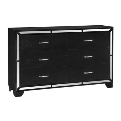 Aveline Black LED Upholstered Panel Bedroom Set