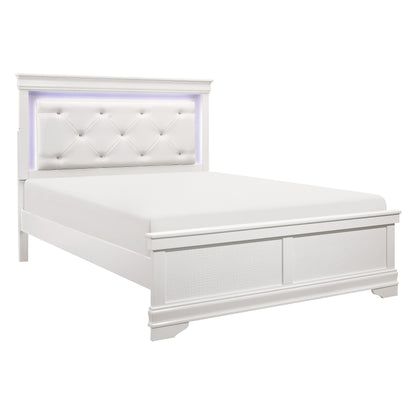 Lana White Twin LED Upholstered Panel Bed