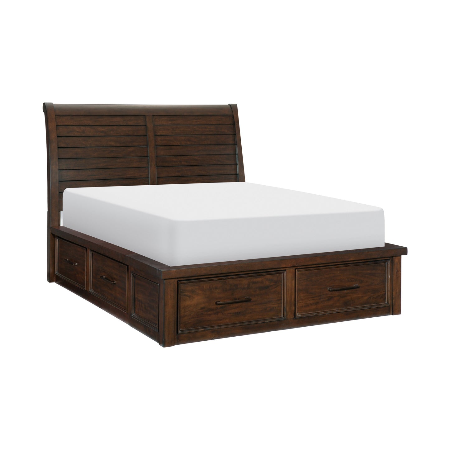 Logandale Brown Queen Sleigh Storage Platform Bed