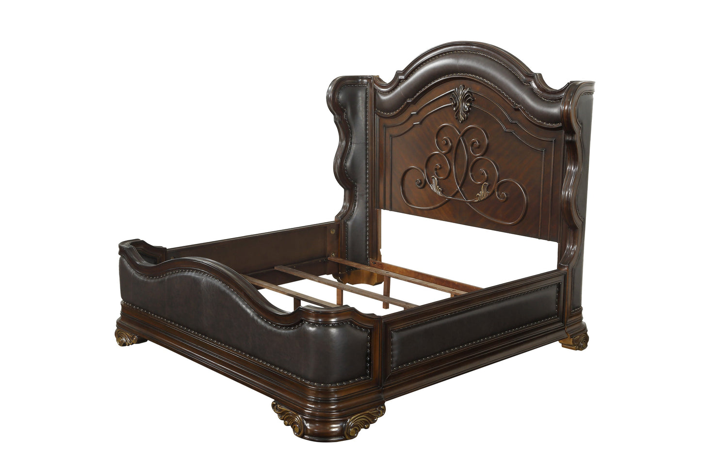 Royal Highlands Rich Cherry Queen Upholstered Panel Bed