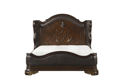 Royal Highlands Rich Cherry Queen Upholstered Panel Bed