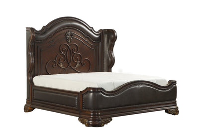 Royal Highlands Rich Cherry King Upholstered Panel Bed