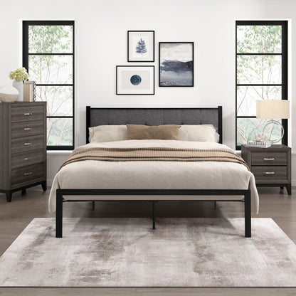 Samuel Black Metal Queen Platform Bed