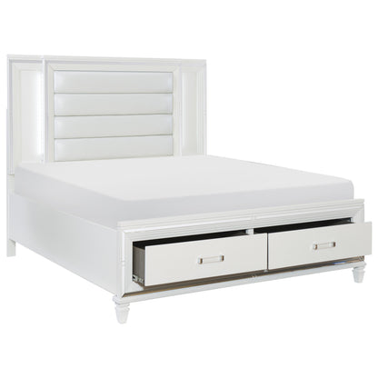 Tamsin White LED Upholstered Storage Platform Bedroom Set