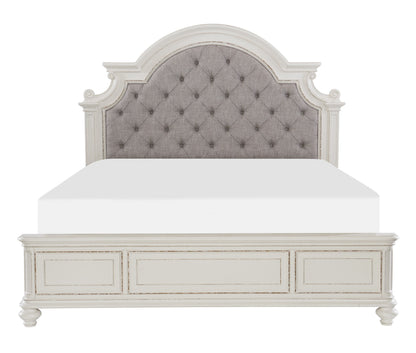 Baylesford Antique White King Upholstered Panel Bed