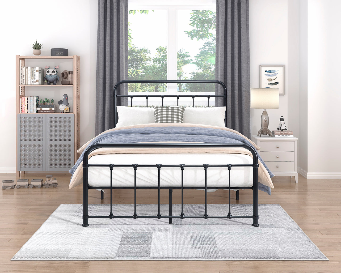 Fawn Black Metal Full Platform Bed