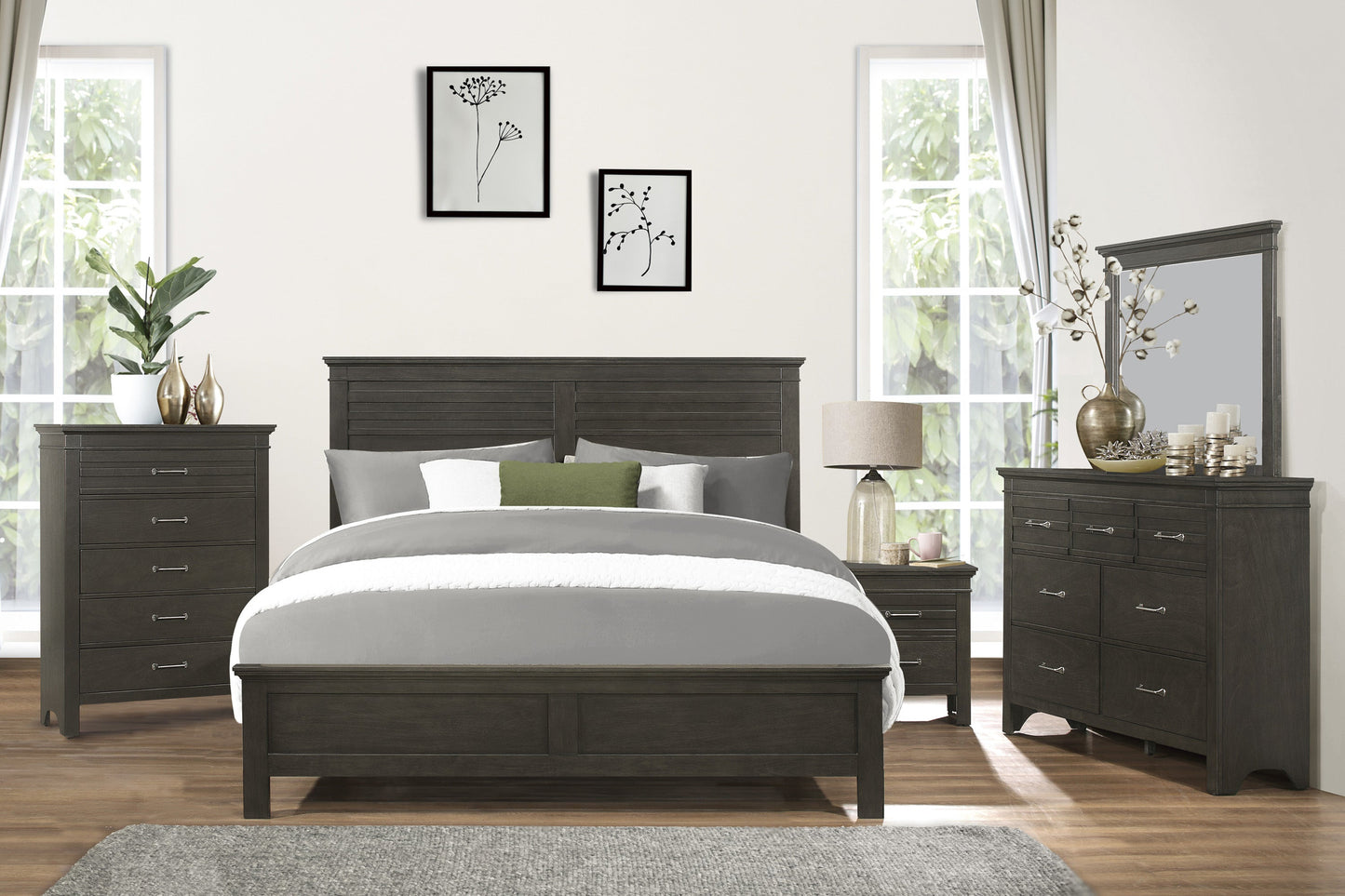 Blaire Farm Charcoal Gray Queen Panel Bed