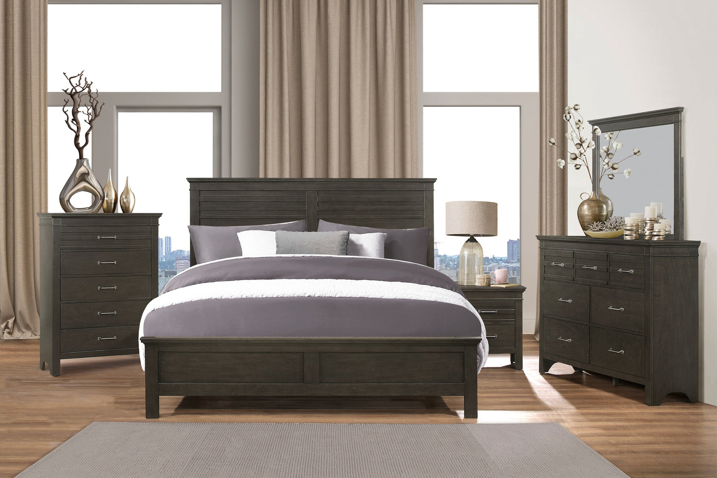 Blaire Farm Charcoal Gray Panel Bedroom Set