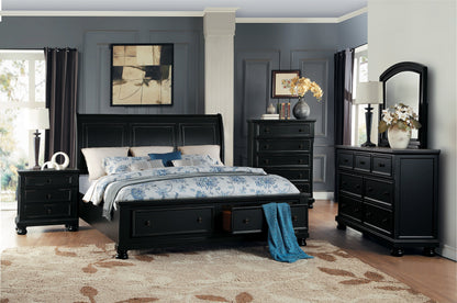 Laurelin Black Sleigh Storage Platform Bedroom Set