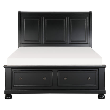 Laurelin Black Queen Sleigh Storage Platform Bed