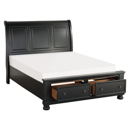 Laurelin Black Queen Sleigh Storage Platform Bed