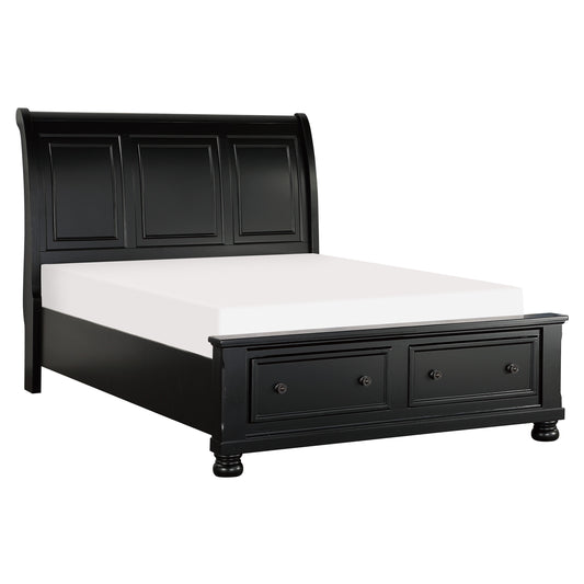 Laurelin Black Queen Sleigh Storage Platform Bed