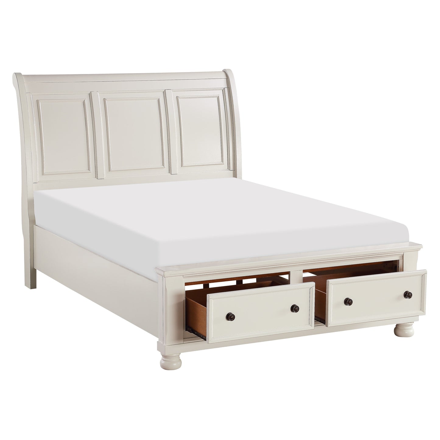 Laurelin White Queen Sleigh Storage Platform Bed