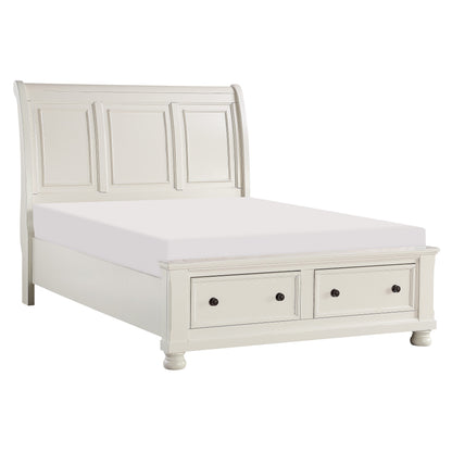 Laurelin White King Sleigh Storage Platform Bed