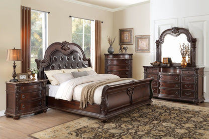 Cavalier Dark Cherry King Upholstered Sleigh Bed