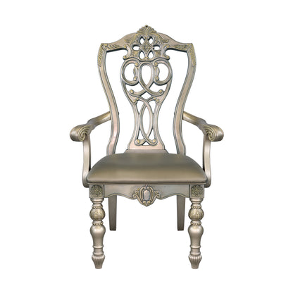 Catalonia Platinum Gold Dining Arm Chair, Set of 2