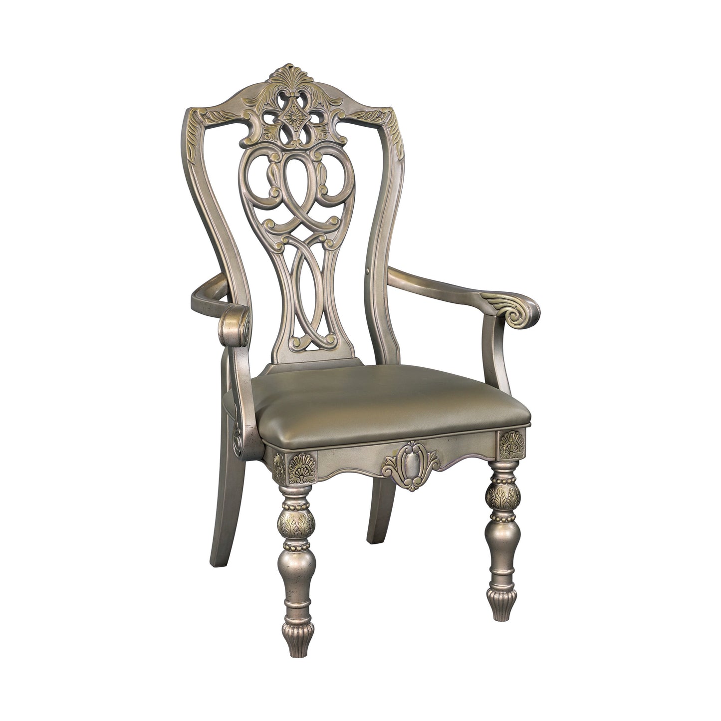 Catalonia Platinum Gold Dining Arm Chair, Set of 2