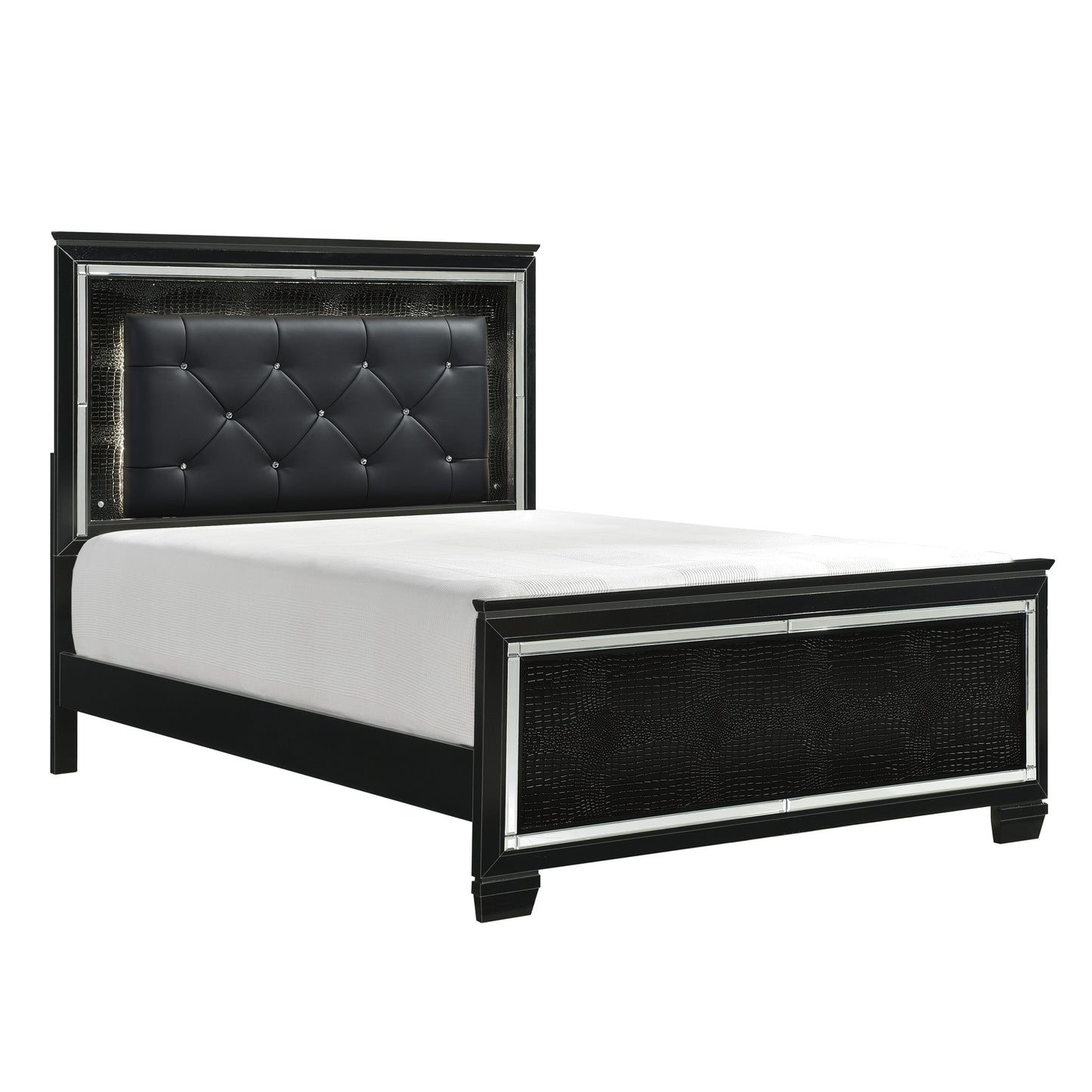 Allura Black LED Upholstered Panel Youth Bedroom Set