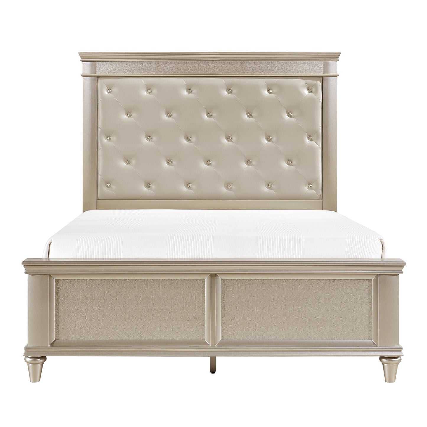 Celandine Silver Queen Upholstered Panel Bed