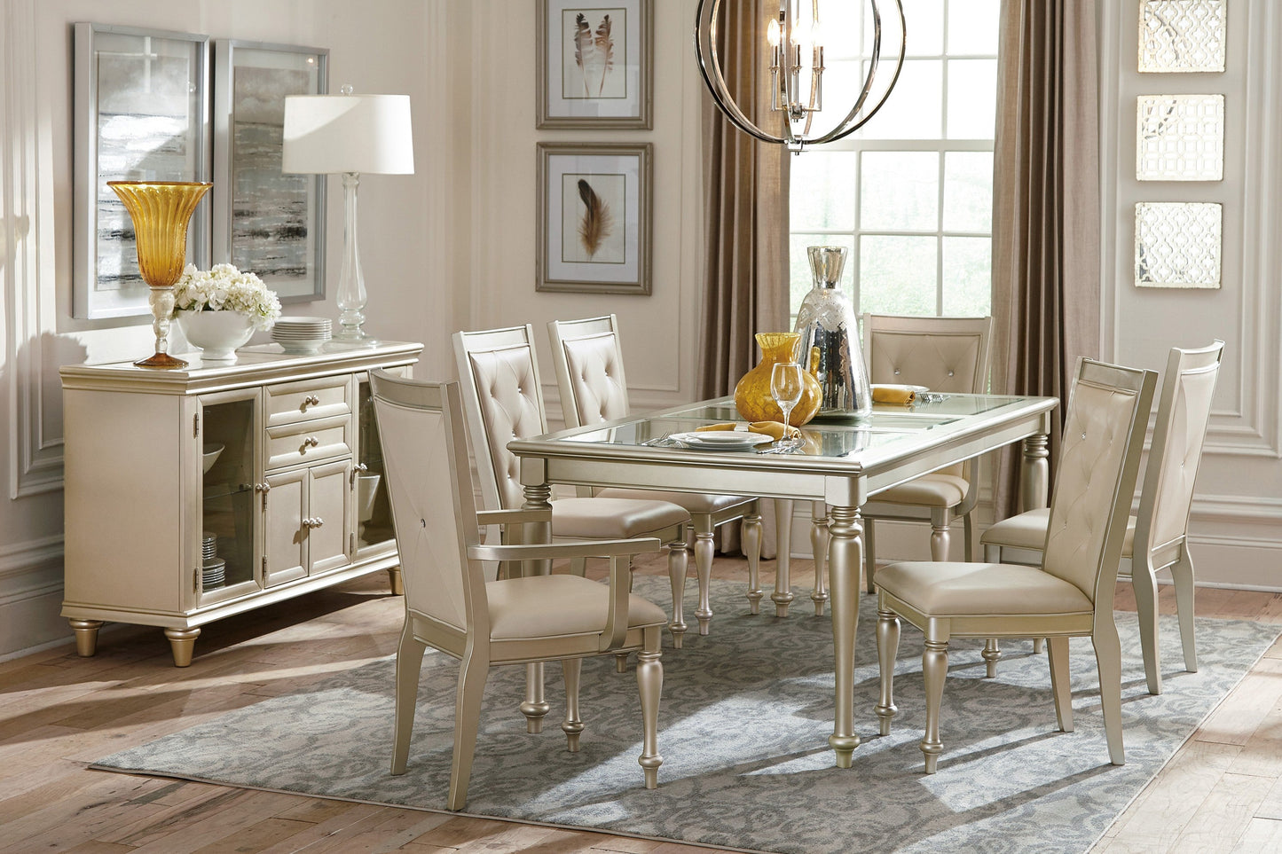 Celandine Silver Extendable Dining Set