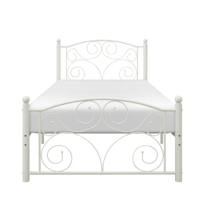 Pallina White Twin Metal Platfom Bed