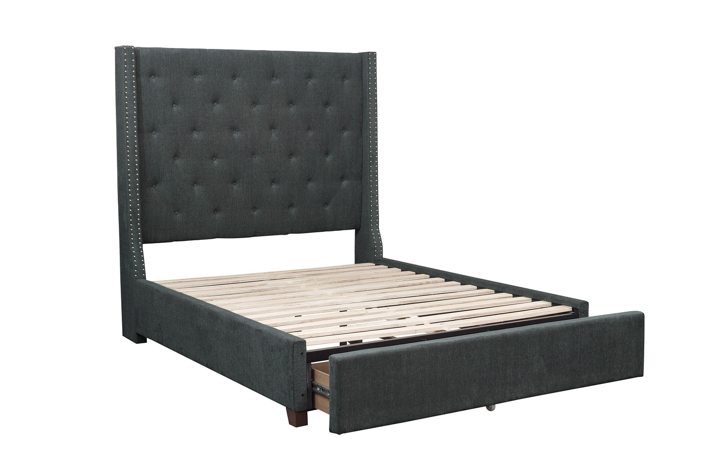 Fairborn Gray Queen Upholstered Storage Platform Bed