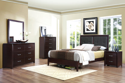 Edina Espresso Queen Upholstered Panel Bed