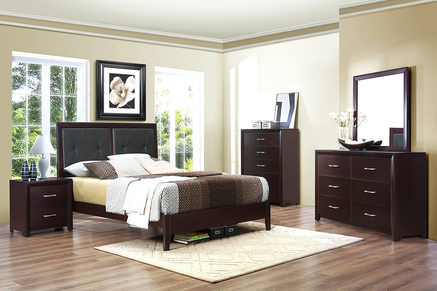 Edina Espresso Upholstered Panel Youth Bedroom Set