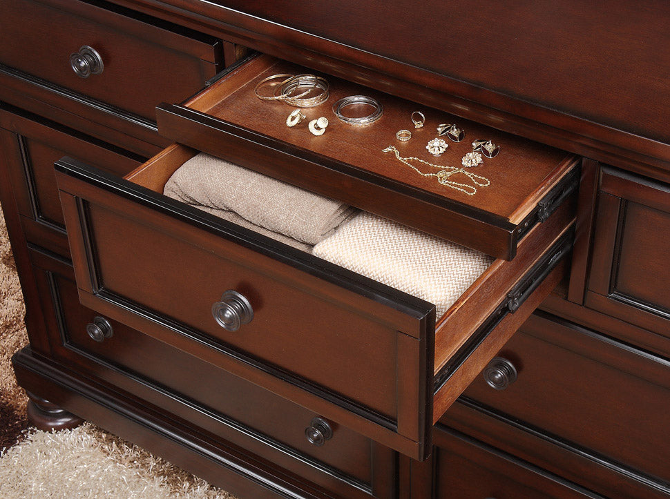 Cumberland Brown Cherry Sleigh Storage Platform Bedroom Set