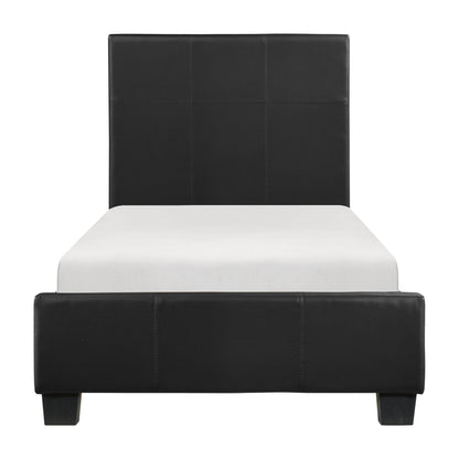 Lorenzi Black Twin Upholstered Platform Bed