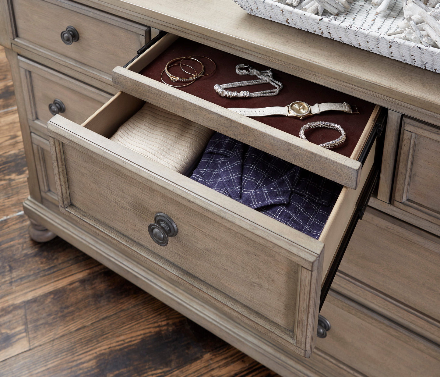 Bethel Wire Brushed Gray Dresser