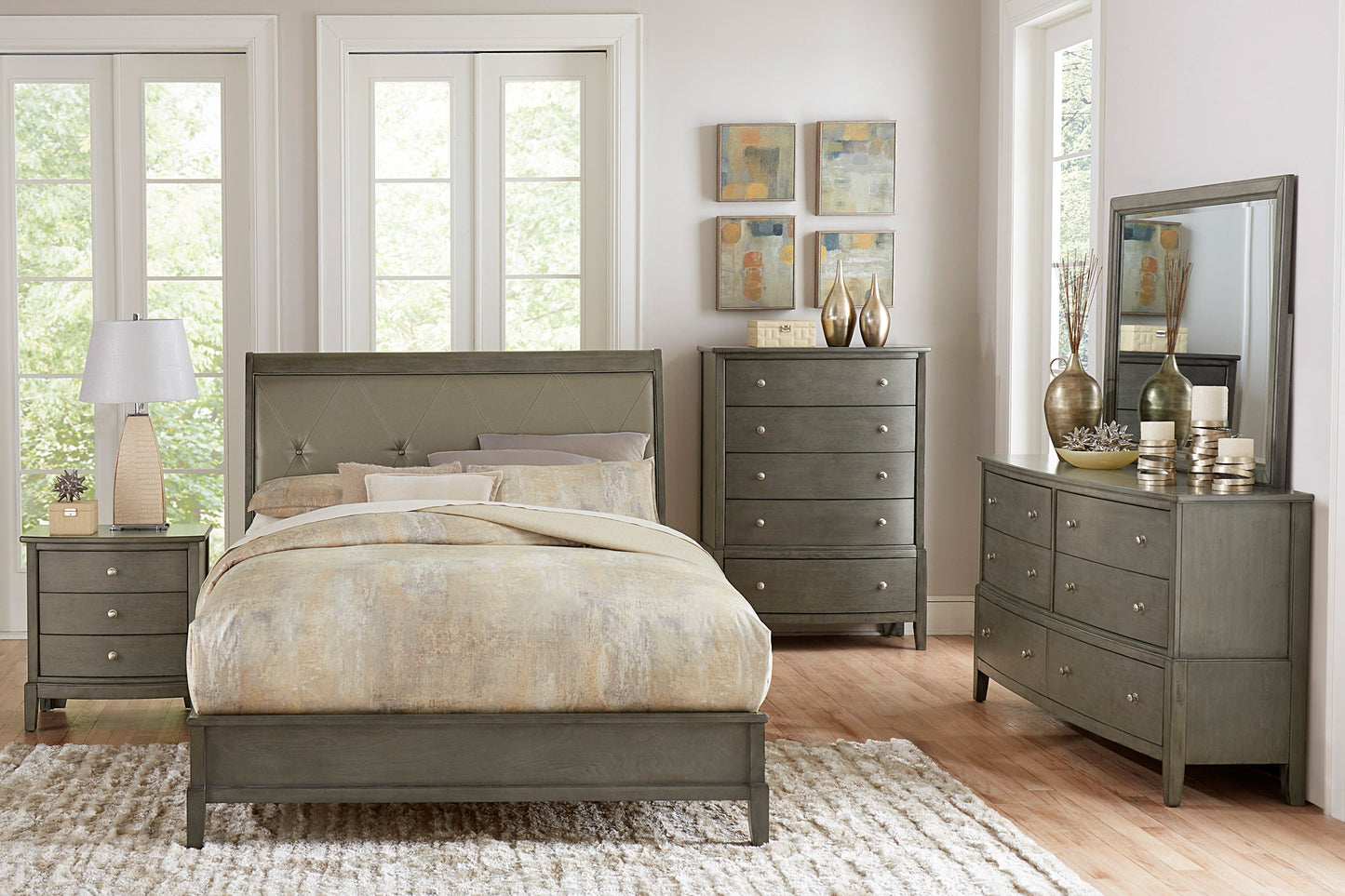 Cotterill Gray Queen Upholstered Panel Bed