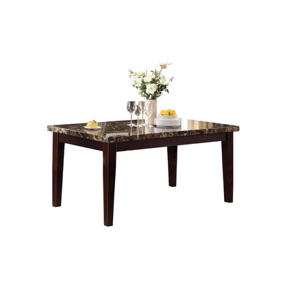 Teague Espresso Faux-Marble Top Dining Set