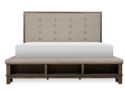 Watson Gray Queen Upholstered Storage Panel Bed