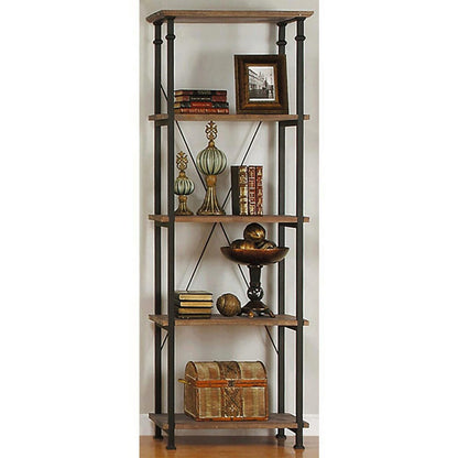 Factory Rustic Poplar & Metal Bookcase