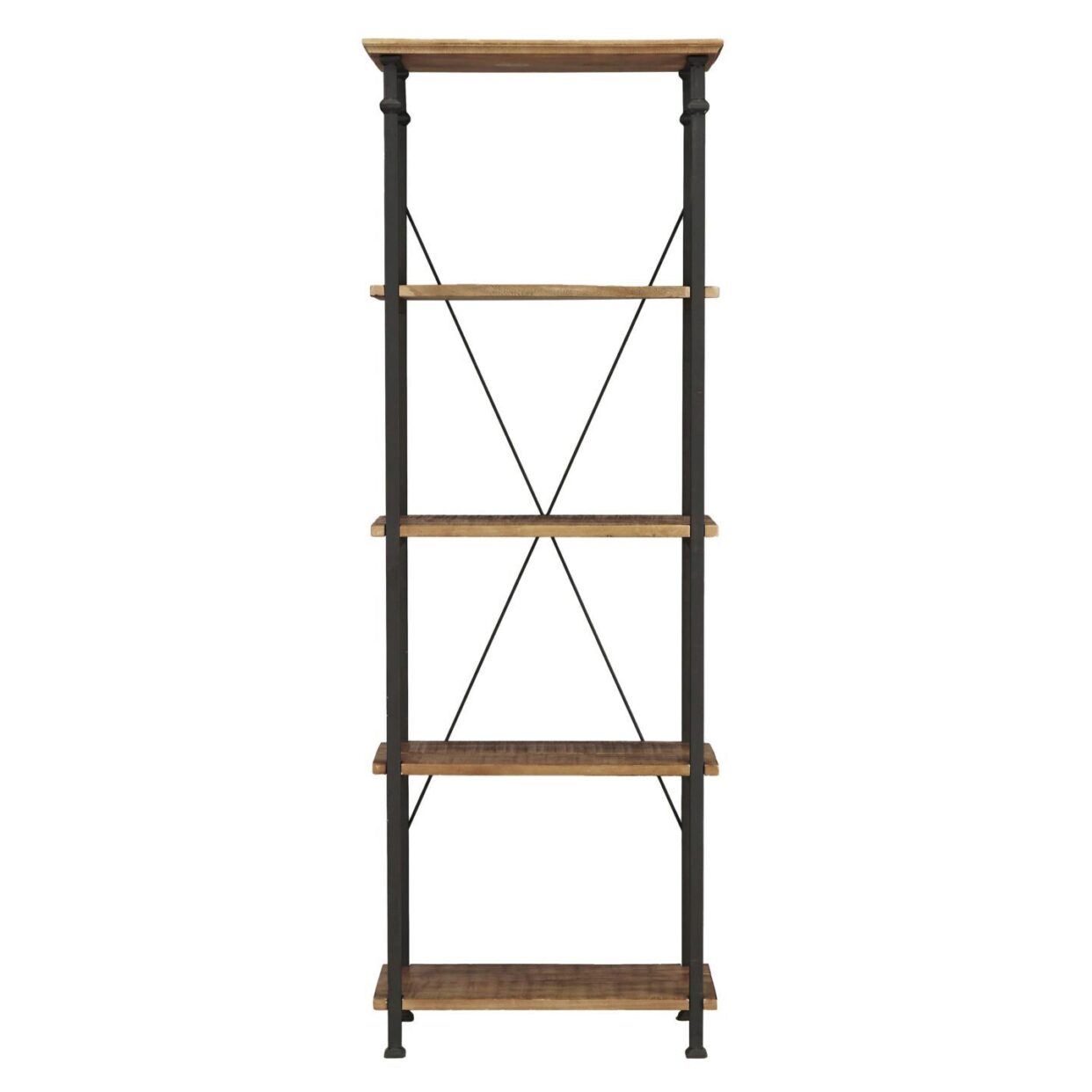 Factory Rustic Poplar & Metal Bookcase