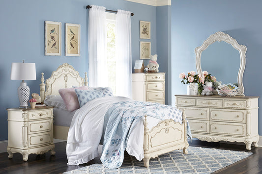 Cinderella Antique White Poster Youth Bedroom Set