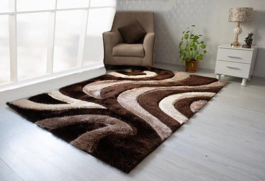 3D Shaggy Brown 5X7 Area Rug - Mattress on Demand